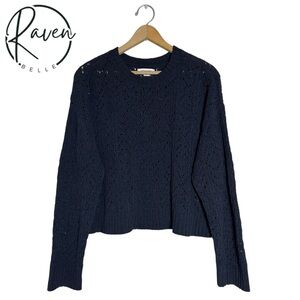 American Eagle Outfitters Black Cropped Crew Neck Sweater Size M